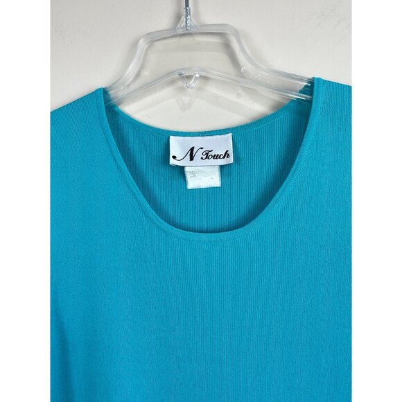 VTG N Touch Sweater Tank Top Womens M Turquoise - Picture 4 of 5
